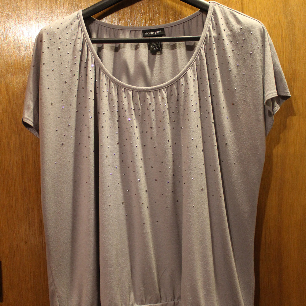 Lane Bryant ss 22/24W tan studded shirt